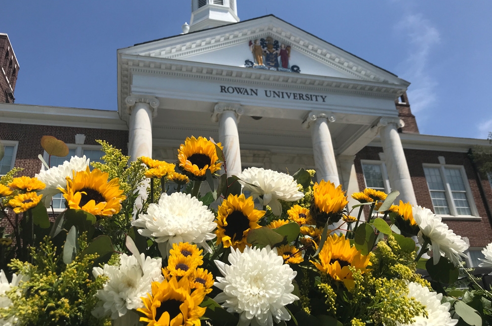 Sunflowers in front of Bunce Hall.