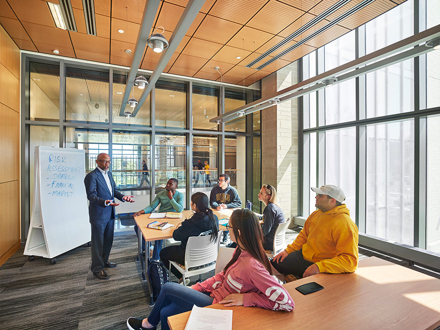 professor talking to students