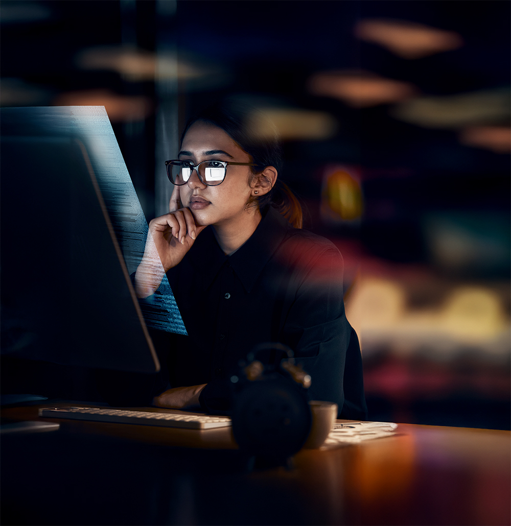 cybersecurity student studying
