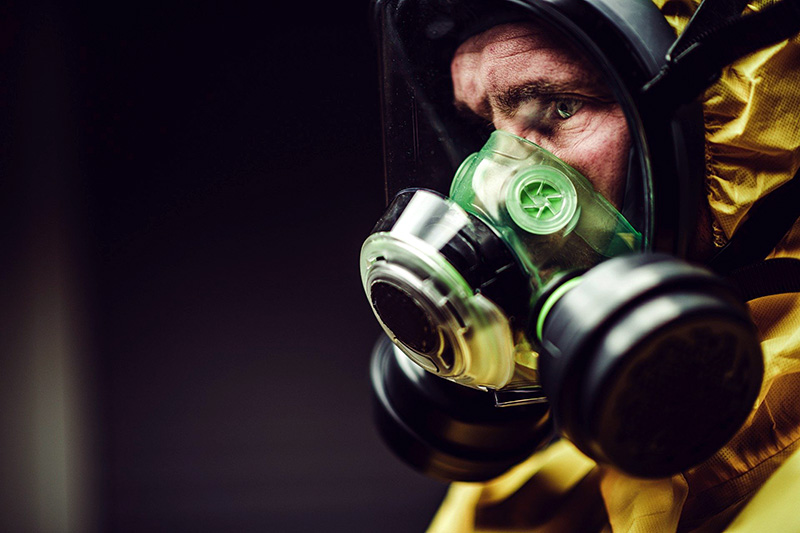 emergency team member wearing a mask