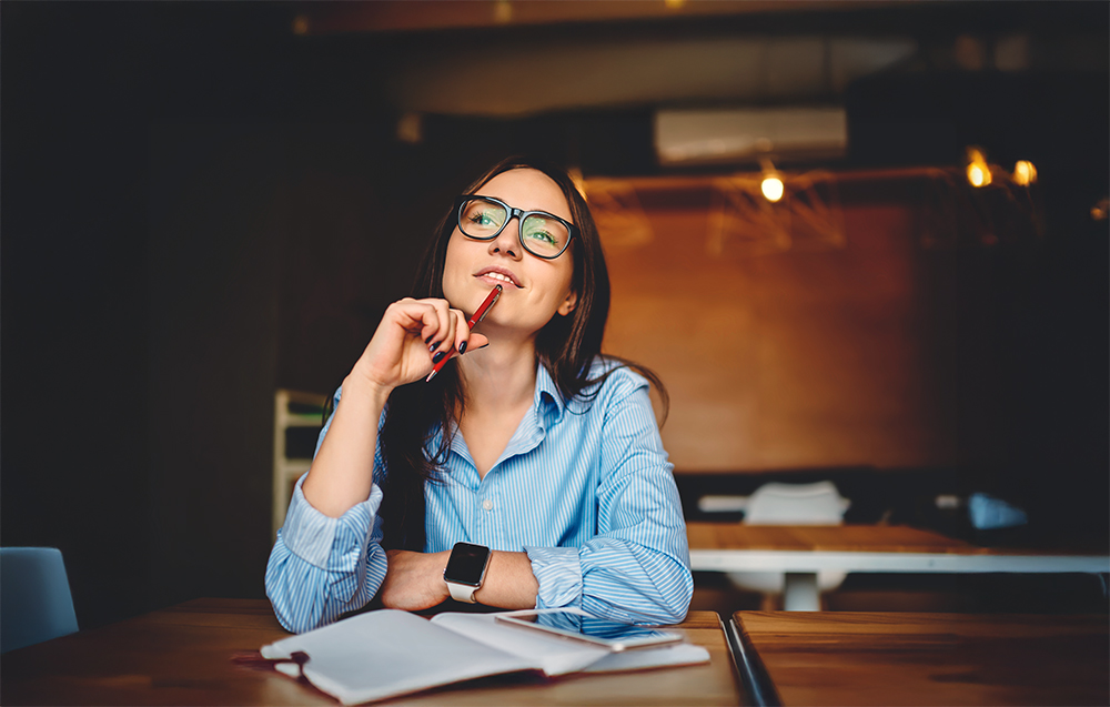 woman developing a creative plan