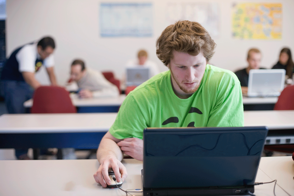 A student works on a development project.